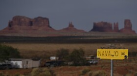 A sign marks Navajo Drive in Oljato-Monument Valley, Utah