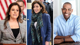 There are three declared candidates for New York governor: Republican Rep. Elise Stefanik (left) and Democrats Gov. Kathy Hochul (center) and Lt. Gov. Antonio Delgado (right).
