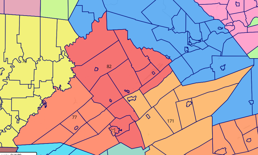 A color-coded map shows the legislative districts in Pennsylvania.