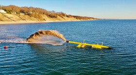 Annual U.S. Army Corps of Engineers, Detroit District maintenance dredging operations in the federal channel at outer Grand Haven Harbor, Michigan. The maintenance dredging will use a hydraulic dredging to place sediment in the nearshore area almost a mile south of the Grand Haven south pier to renourish eroded areas.
