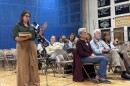 Margaret Reynolds of Damariscotta speaks at a forum in Boothbay Harbor on Monday.