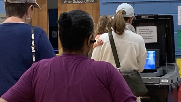 School was out for Election Day in Albemarle County, and many parents brought kids to the polls.