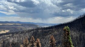 A view of the Hermits-Peak Calf Canyon Fire from Holman Hill in Mora County on June 9, 2022. Mora County residents are grappling with newly detected metal contamination in private wells, which the state Health Department alerted the public to on Nov. 14, 2025. (Patrick Lohmann/SourceNM)