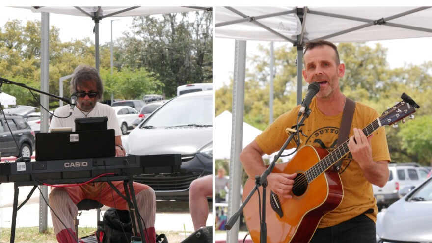 Fred Domulot and Viki Lendel aka Earth of Tomorrow perform at the Earth Day Pensacola Festival.