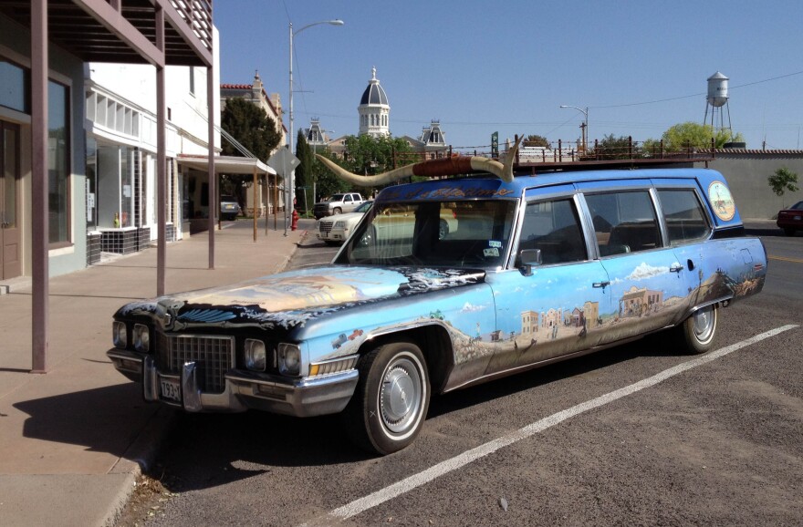 "You just come out here and you feel like, I want to make something; I want to do something!" explains sculptor Campbell Bosworth. Above, a creative car, spotted on the street in Marfa.