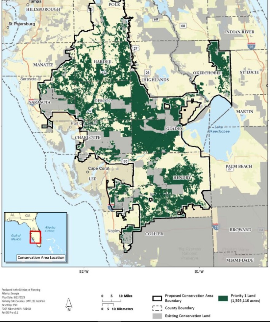 Priority 1-Lands within the proposed Conservation Area that have been identified as a high ecological priority
