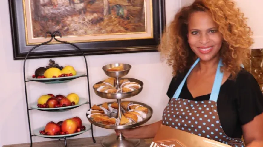 Rita Magalde, above with her baklava, has added granola, chocolate chip cookies and Greek butter cookies called kourabiedes to her offerings.