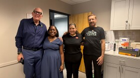 (From left to right) Robert Boo, CEO of The Pride Center at Equality Park, Valerie Croney, APRN, Cindy Rodriguez, Patient Advocate at AHF and Danny Sprouse, Director of Clinical & Wellness Services, The Pride Center at Equality Park celebrate the opening of the new PrEP clinic.
