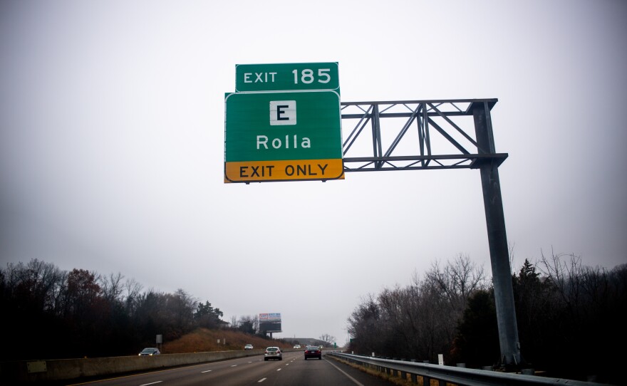Phelps County stretches roughly from Dixon, Missouri, and Sugar Tree Road in the west, past Doolittle and Rolla to St. James, Missouri.
