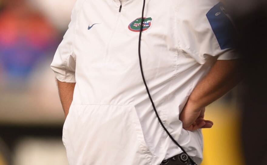 Florida coach Jim McElwain looks on as the lead continues to grow. (Greenberry Taylor/ WUFT News)