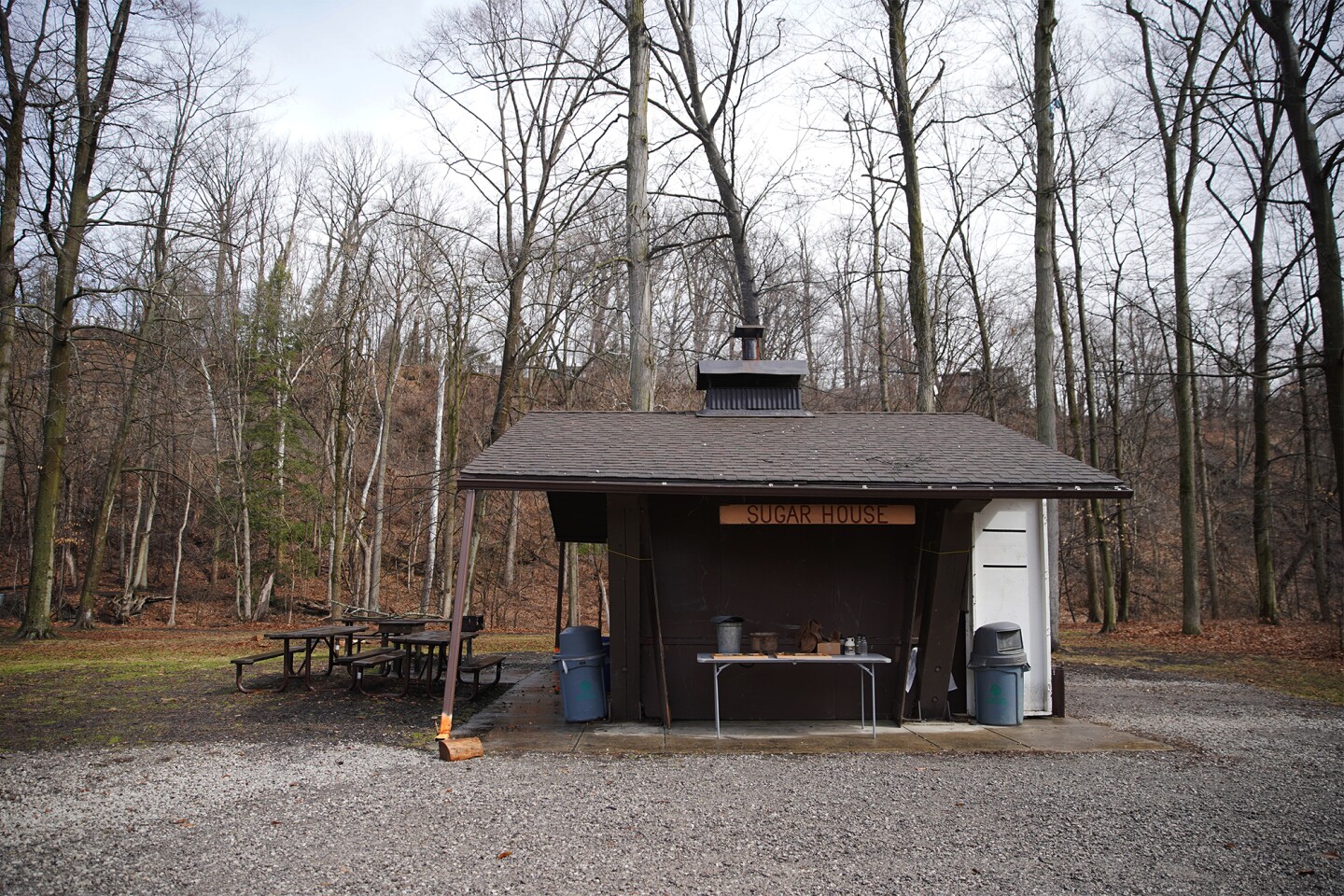 Inside the sugar house, sap is cooked down to boil off excess water in a machine called an evaporator.