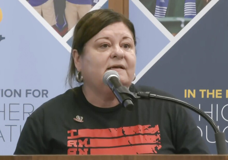 Maria Lara, Florida state deputy director for the League of United Latin American Citizens, spoke in opposition to the rule change barring undocumented immigrants from Florida universities.