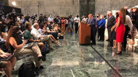 A news conference after the Assembly's Judiciary Committee meeting on Monday was crowded with reporters.