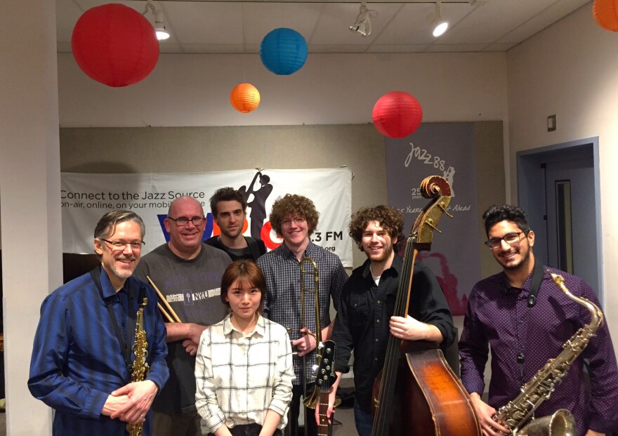 The NYU Wayne Shorter Ensemble, (l-r): Dave Pietro, Paul Shaw, Nicholas Vardanega, Minji Kim, Chris Blackwell, and Dara Karbassioon