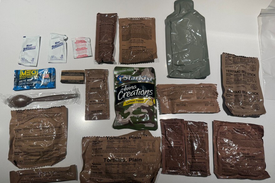 Close Combat Assault Rations contain both an entree and a selection of portable snacks, such as a beef stick, an oatmeal cookie, and energy gels.