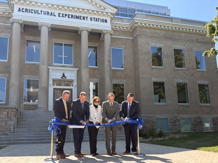 Scovell Hall retained its historic facade with "Agricultural Research Station" displayed above the entrance.