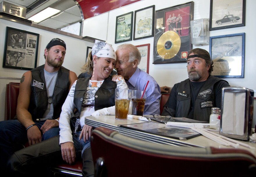 Vice President Joe Biden talks to customers during a stop at Cruisers Diner in Seaman, Ohio, in 2012.