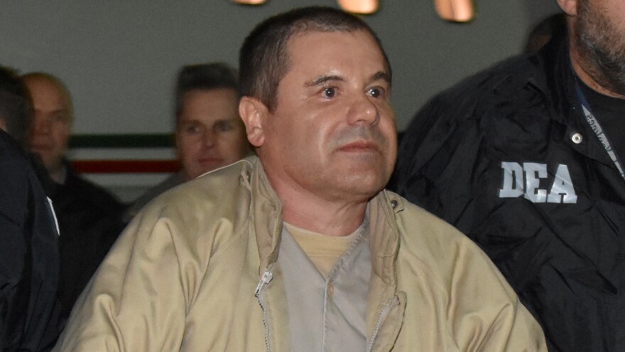 Guzmán is seen arriving in New York in January 2017 after his extradition from Mexico.