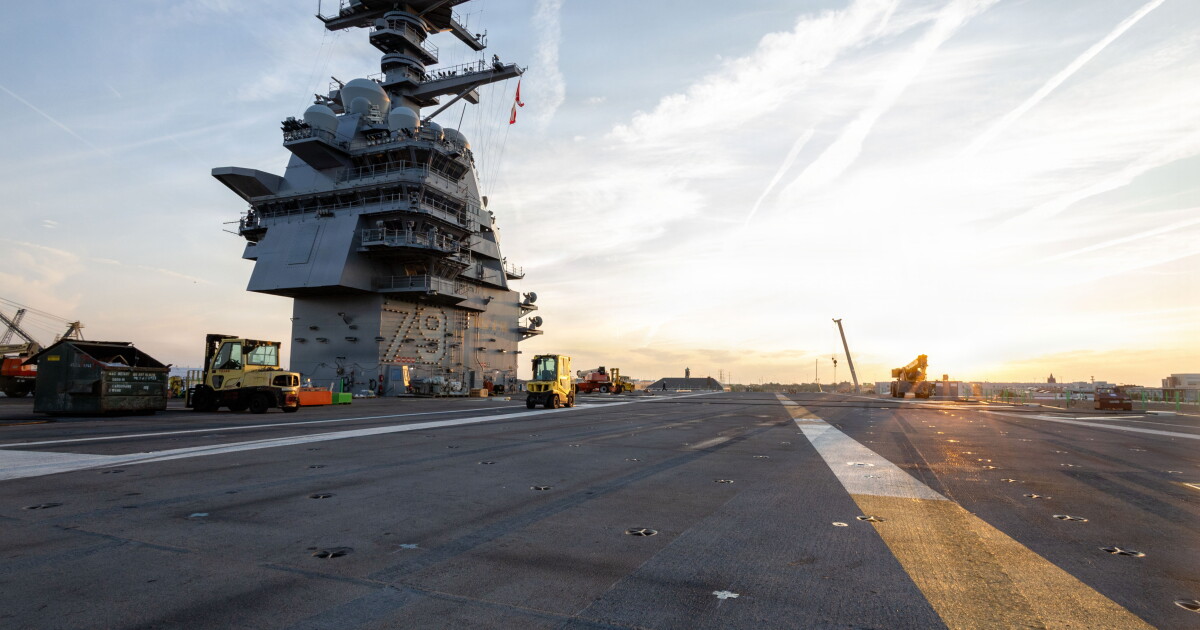 The future aircraft carrier USS Kennedy is inching closer to being ready for the Navy