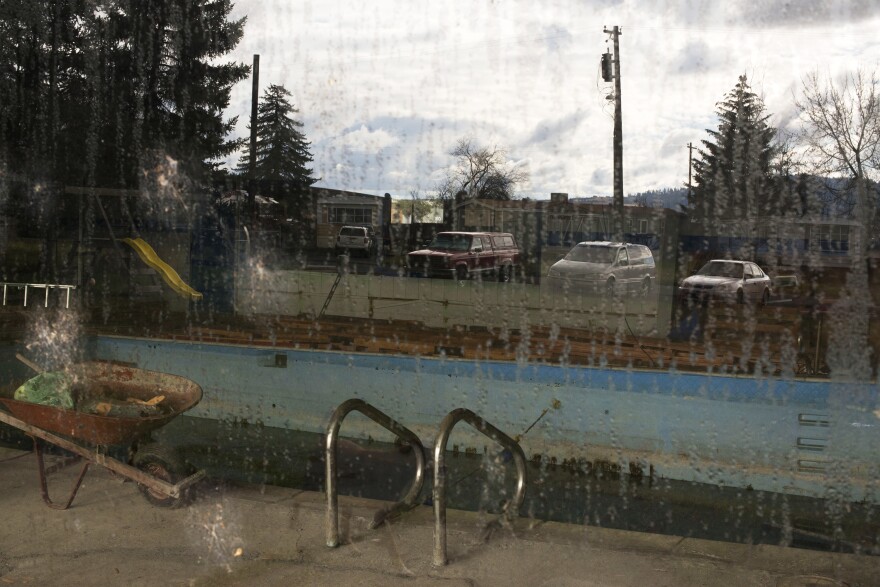 The community center at the Syringa Mobile Home Park has been closed and the pool once used by its residents has shut down and is now filled with scum.