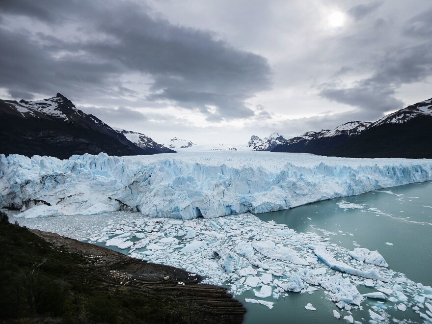 Glacial melting ice floats in Los Glaciares National Park, part of the Southern Patagonian Ice Field, in 2015 in Argentina.