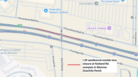 Map of I-20 lane closure at Nutland Rd