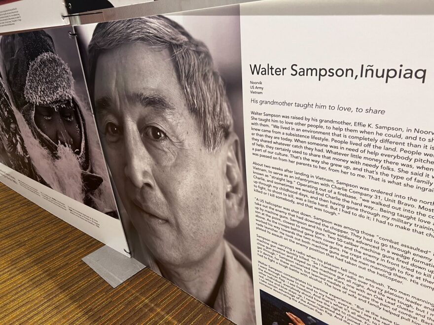 Walter Sampson of Noorvik is depicted alongside his account of service in the Vietnam War.