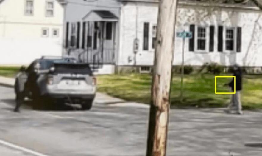 Cullen Costa approaches a Keene police officer while raising his gun on April 29, 2025. On April 2, 2026, after an investigation was completed, the New Hampshire Attorney General's office announced that Keene Police Officer Jake Dube was legally justified in his use of deadly force against Costa, who survived the injuries he sustained in the incident.