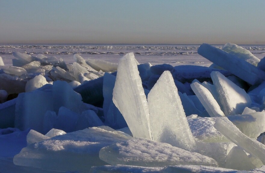 Authorities say Coast Guard and fire department crews rescued 10 people who were stranded on ice floes in Lake Erie in Cleveland. Coast Guard Great Lakes said in a Twitter post that an ice rescue team and local agencies responded at about 4:30 p.m. Sunday to a report of 10 people stranded on two separate ice floes near Edgewater Park. 