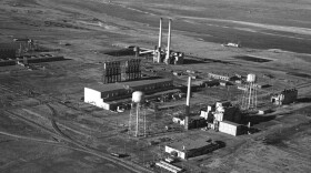 Hanford's "B Reactor can be seen between the water towers on the right side of this World War II photo.