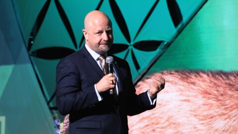 Glenfarne Group Founder and CEO Brendan Duval talks about the Alaska LNG Project during a panel with Gov. Mike Dunleavy on Thursday, June 5, 2025 in Anchorage, Alaska.