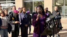 Democratic state Rep. Aisha Dew questioned why Border Patrol were being sent to Charlotte at a press conference outside the city's government center on Friday, Nov. 11, 2025.