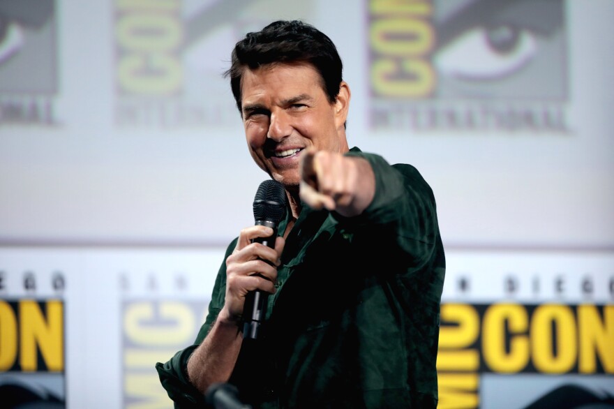 Tom Cruise speaking at the 2019 San Diego Comic Con International.