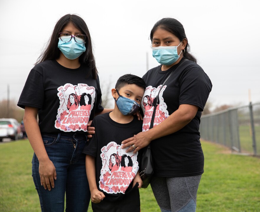 Paola Reyes-Cortes, left, Joshua, center, and Iris, right, migrated to the U.S. from Honduras and were separated during their detention.