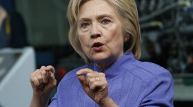 In this photo taken June 15, 2016, Democratic Presidential candidate Hillary Clinton speaks in Hampton, Va. Clinton leads Republican Donald Trump by a margin of 47 percent to 39 percent in Florida's critical presidential contest, after being in a virtual deadlock last month, according to a poll released Tuesday by Quinnipiac University. . (AP Photo/Steve Helber)