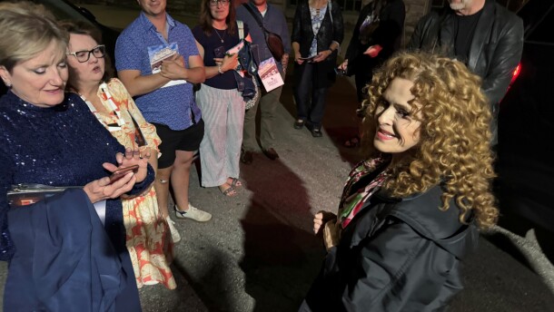 Broadway star Bernadette Peters greets fans at the stage door outside the Lexington Opera House following her standing-ovation performance Sunday night, May 10, 2026.