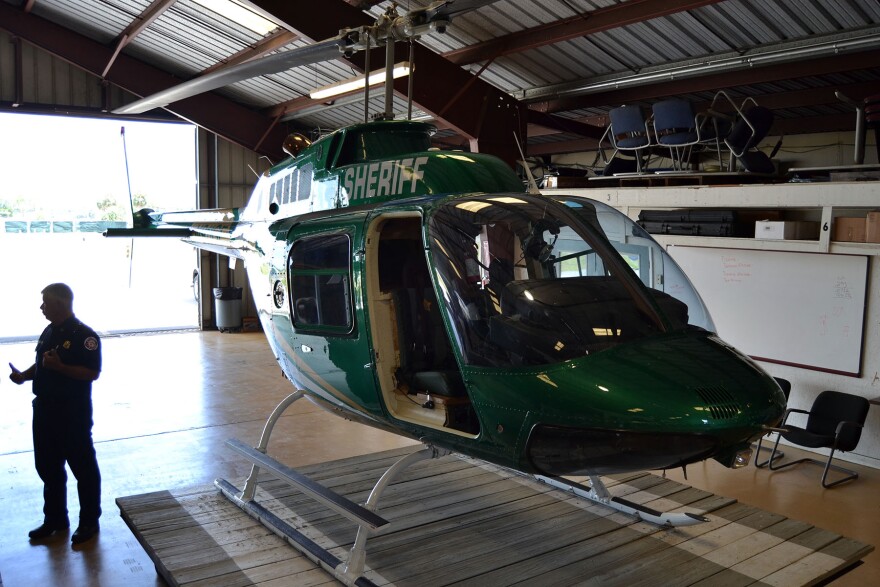 Marion County Sheriff’s Office's new Bell 206B3 helicopter at the Ocala International Airport. (Patricia Ochoa/WUFT News)