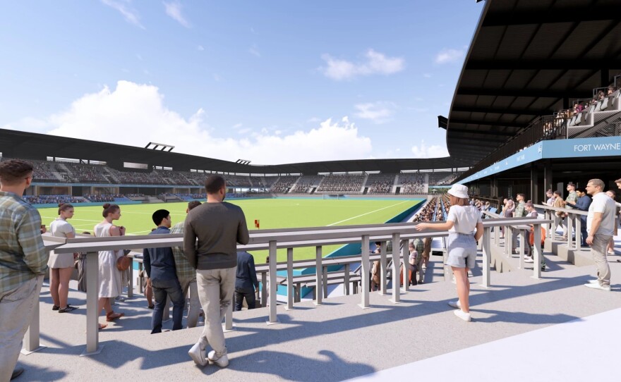 Artist rendering of proposed designs for a new stadium for Fort Wayne FC, released in October.