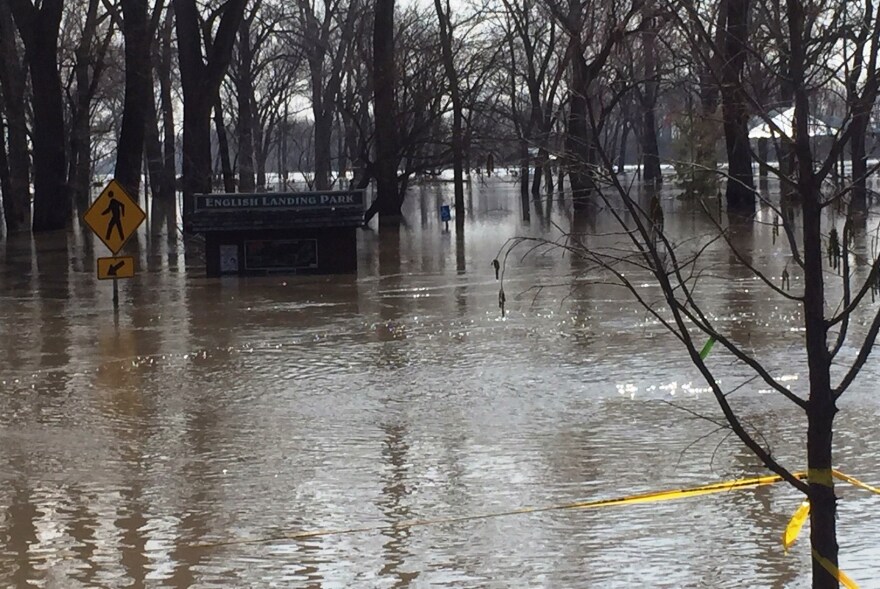 English Landing Park in Parkville, Missouri, is still under water but merchants in the town seem to be doing just fine. 