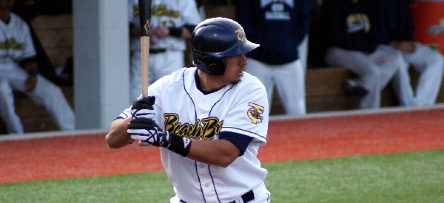 Jose Vargas waits for a pitch to be delivered