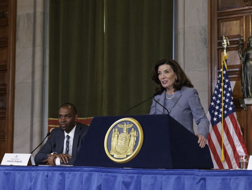 Gov. Kathy Hochul introduces Rep. Antonio Delgado as the state's next lieutenant governor