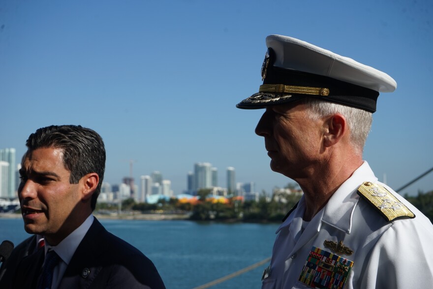 US Navy Admiral Craig Faller, pictured here with City of Miami Mayor Francis Suarez.