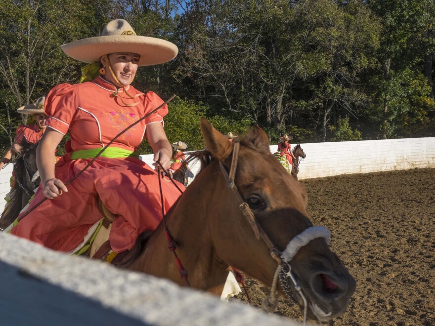 The Amazonas perform in the rodeo ring their family built in Catlett, Va.