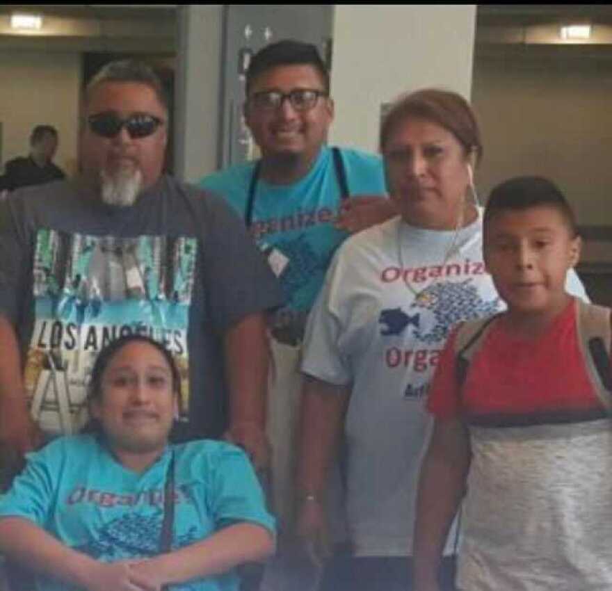 Jessica Sánchez and her family at a Moral Monday protest in 2016.