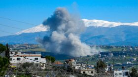 Smoke billows from the site of an Israeli airstrike on the southern Lebanese village of Khiam near the border with Israel amid ongoing cross-border tensions as fighting continues between Israel and Hamas militants in Gaza.