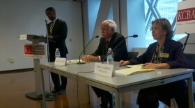 Court candidates Sanders and McCloud speak before a bar association.