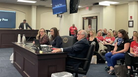 Left to Right in the Senate Education Committee -Fayette County Education Association's Jessica Heiler-Oakland Elementary Teacher Brooke Vincent and House Education Committee Chair James Tipton