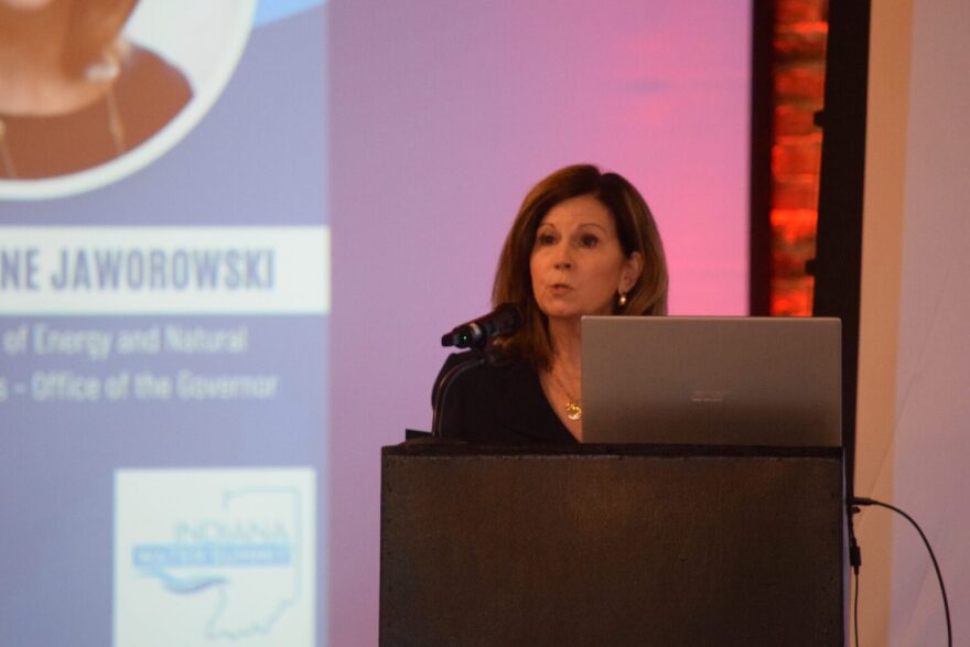 Suzanne Jaworowski, Indiana’s Secretary of Energy and Natural Resources, speaks at the annual Indiana Water Summit on Thursday, Aug. 28, 2025, in Indianapolis.