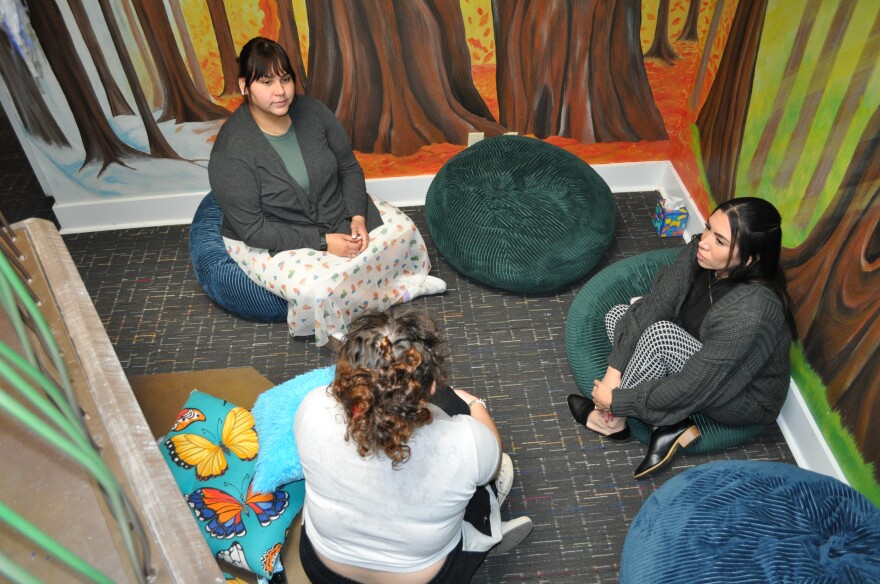 Young adults using the space here at the