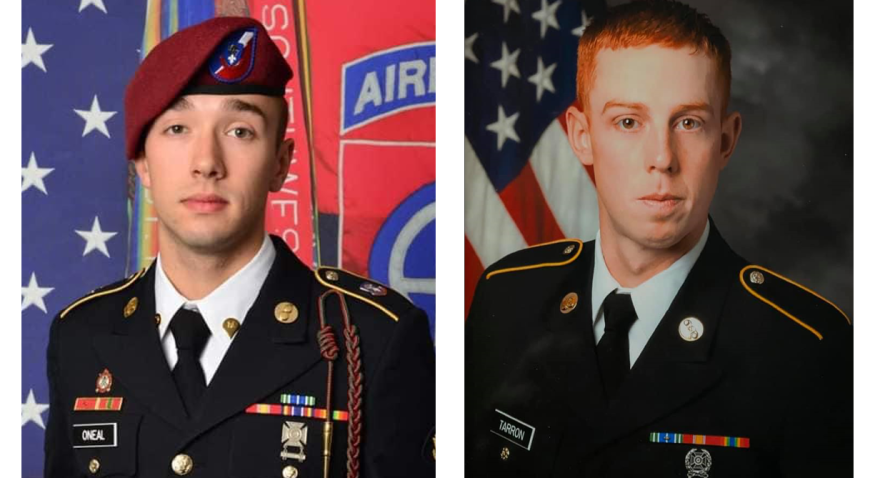 Spc. Isaiah Nicholas Oneal, left, and Sgt. Miles Jordan Tarron